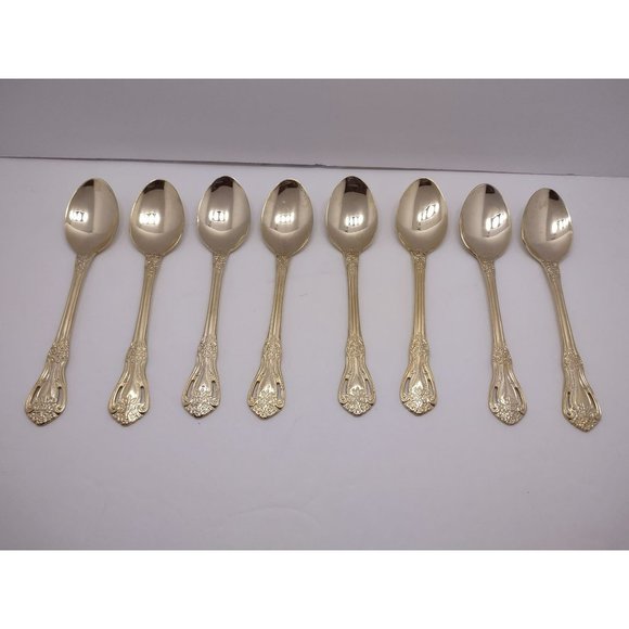 Vintage stainless china gold plated teaspoons set of 6 - Picture 1 of 8